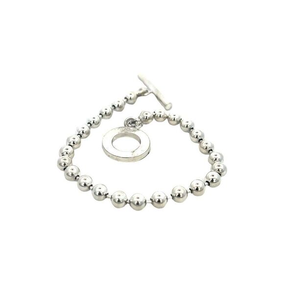 Gucci Estate Toggle Bracelet Size 8 Sterling Silver 8 mm Beads G34 - Picture 1 of 7